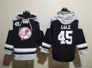 Wholesale Cheap Men's New York Yankees #45 Gerrit Cole Black-Grey Ageless Must-Have Lace-Up Pullover Hoodie