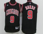 Wholesale Cheap Men's Chicago Bulls #9 Rajon Rondo Black Revolution 30 Swingman Adidas Basketball Jersey
