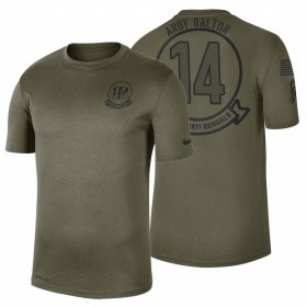 Wholesale Cheap Cincinnati Bengals #14 Andy Dalton Olive 2019 Salute To Service Sideline NFL T-Shirt