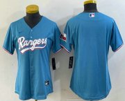 Cheap Women's Texas Rangers Blank Number Light Blue Team Logo Cool Base Jersey