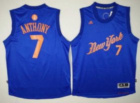 Wholesale Cheap Men\'s New York Knicks #7 Carmelo Anthony Adidas Royal Blue 2016 Christmas Day Stitched NBA Swingman Jersey