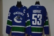 Wholesale Cheap Men's Vancouver Canucks #53 Bo Horvat Blue With C Patch Adidas Stitched NHL Jersey