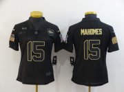 Wholesale Cheap Women's Kansas City Chiefs #15 Patrick Mahomes Black 2020 Salute To Service Stitched NFL Nike Limited Jersey