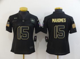 Wholesale Cheap Women\'s Kansas City Chiefs #15 Patrick Mahomes Black 2020 Salute To Service Stitched NFL Nike Limited Jersey
