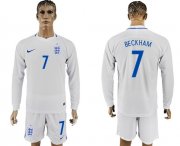 Wholesale Cheap England #7 Beckham Home Long Sleeves Soccer Country Jersey
