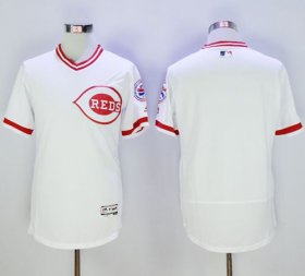 Wholesale Cheap Reds Blank White Flexbase Authentic Collection Cooperstown Stitched MLB Jersey