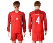 Wholesale Cheap Portugal #4 Miguel Home Long Sleeves Soccer Country Jersey