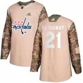 Wholesale Cheap Men\'s Washington Capitals #21 Garnet Hathaway Adidas Authentic Veterans Day Practice Jersey - Camo