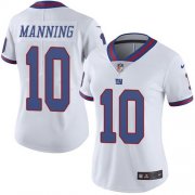 Wholesale Cheap Nike Giants #10 Eli Manning White Women's Stitched NFL Limited Rush Jersey