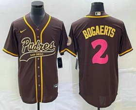 Wholesale Cheap Men\'s San Diego Padres #2 Xander Bogaerts Brown NEW 2023 City Connect Cool Base Stitched Jersey 1