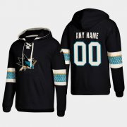 Wholesale Cheap San Jose Sharks Personalized Lace-Up Pullover Hoodie Black