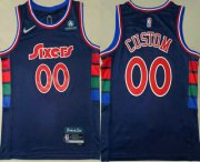 Wholesale Cheap Men's Philadelphia 76ers Custom Blue Nike Diamond 2022 City Edition Swingman Stitched Jersey With Sponsor