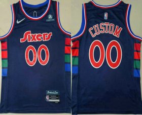 Wholesale Cheap Men\'s Philadelphia 76ers Custom Blue Nike Diamond 2022 City Edition Swingman Stitched Jersey With Sponsor