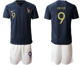 Wholesale Cheap France #9 Giroud Home Soccer Country Jersey