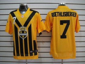 Wholesale Cheap Nike Steelers #7 Ben Roethlisberger Gold 1933s Throwback Men\'s Embroidered NFL Elite Jersey