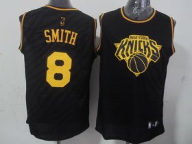 Wholesale Cheap New York Knicks #8 J.R. Smith Revolution 30 Swingman 2014 Black With Gold Jersey