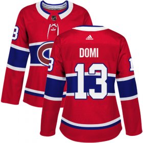 Wholesale Cheap Adidas Canadiens #13 Max Domi Red Home Authentic Women\'s Stitched NHL Jersey
