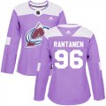 Wholesale Cheap Adidas Avalanche #96 Mikko Rantanen Purple Authentic Fights Cancer Women's Stitched NHL Jersey