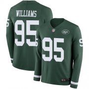 Wholesale Cheap Nike Jets #95 Quinnen Williams Green Team Color Men's Stitched NFL Limited Therma Long Sleeve Jersey