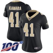 Wholesale Cheap Nike Saints #41 Alvin Kamara Black Team Color Women's Stitched NFL 100th Season Vapor Limited Jersey