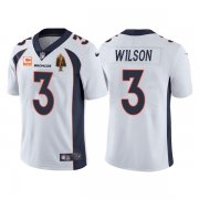Wholesale Cheap Men's Denver Broncos #3 Russell Wilson White With C Patch & Walter Payton Patch Limited Stitched Jersey