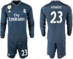 Wholesale Cheap Real Madrid #23 Kovacic Away Long Sleeves Soccer Club Jersey