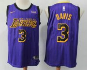 Wholesale Cheap Men's Los Angeles Lakers #3 Anthony Davis 2019 Purple Stripe Nike Swingman Wish Stitched NBA Jersey