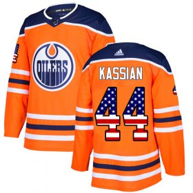 Wholesale Cheap Adidas Oilers #44 Zack Kassian Orange Home Authentic USA Flag Stitched NHL Jersey