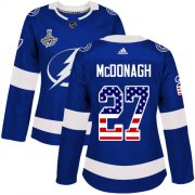 Cheap Adidas Lightning #27 Ryan McDonagh Blue Home Authentic USA Flag Women's 2020 Stanley Cup Champions Stitched NHL Jersey