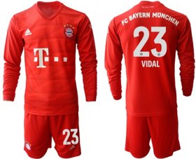 Wholesale Cheap Bayern Munchen #23 Vidal Home Long Sleeves Soccer Club Jersey