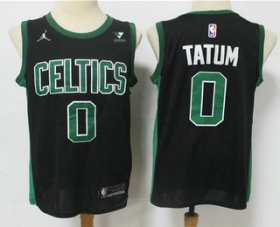 Wholesale Cheap Men\'s Boston Celtics #0 Jayson Tatum Black 2021 Brand Jordan Swingman Stitched NBA Jersey With NEW Sponsor Logo