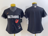 Wholesale Cheap Women's Baltimore Orioles Blank Black 2023 City Connect Cool Base Stitched Jersey 1