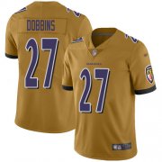 Wholesale Cheap Nike Ravens #27 J.K. Dobbins Gold Youth Stitched NFL Limited Inverted Legend Jersey