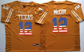 Wholesale Cheap Men\'s Texas Longhorns 12 Colt McCoy Orange USA Flag College Jersey
