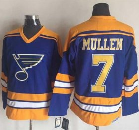 Wholesale Cheap Blues #7 Joe Mullen Light Blue/Yellow CCM Throwback Stitched NHL Jersey