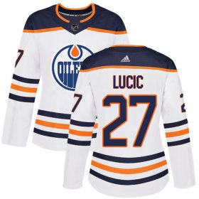 Wholesale Cheap Adidas Oilers #27 Milan Lucic White Road Authentic Women\'s Stitched NHL Jersey