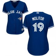 Wholesale Cheap Blue Jays #19 Paul Molitor Blue Alternate Women's Stitched MLB Jersey