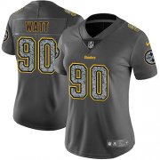 Wholesale Cheap Nike Steelers #90 T. J. Watt Gray Static Women's Stitched NFL Vapor Untouchable Limited Jersey