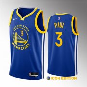 Wholesale Cheap Men's Golden State Warriors #3 Chris Paul Blue Icon Edition Stitched Basketball Jersey
