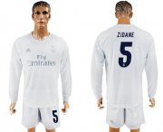 Wholesale Cheap Real Madrid #5 Zidane Marine Environmental Protection Home Long Sleeves Soccer Club Jersey