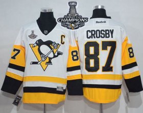 Wholesale Cheap Penguins #87 Sidney Crosby White New Away 2017 Stanley Cup Finals Champions Stitched NHL Jersey