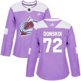 Wholesale Cheap Adidas Avalanche #72 Joonas Donskoi Purple Authentic Fights Cancer Women\'s Stitched NHL Jersey