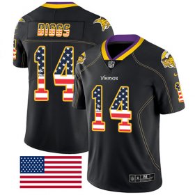 Wholesale Cheap Nike Vikings #14 Stefon Diggs Black Men\'s Stitched NFL Limited Rush USA Flag Jersey