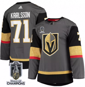 Wholesale Cheap Men\'s Vegas Golden Knights #71 William Karlsson Gray 2023 Stanley Cup Champions Stitched Jersey