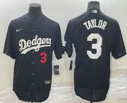 Wholesale Cheap Men's Los Angeles Dodgers #3 Chris Taylor Number Black Stitched MLB Cool Base Nike Jersey