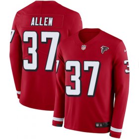 Wholesale Cheap Nike Falcons #37 Ricardo Allen Red Team Color Men\'s Stitched NFL Limited Therma Long Sleeve Jersey