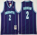 Wholesale Cheap Men's Charlotte Hornets #2 Larry Johnson 1992-93 Purple Hardwood Classics Soul Swingman Throwback Jersey
