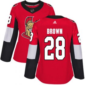 Wholesale Cheap Adidas Senators #28 Connor Brown Red Home Authentic Women\'s Stitched NHL Jersey