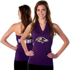 Wholesale Cheap Women\'s All Sports Couture Baltimore Ravens Blown Coverage Halter Top