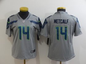 Wholesale Cheap Women\'s Seattle Seahawks #14 D.K. Metcalf Grey 2017 Vapor Untouchable Stitched NFL Nike Limited Jersey
